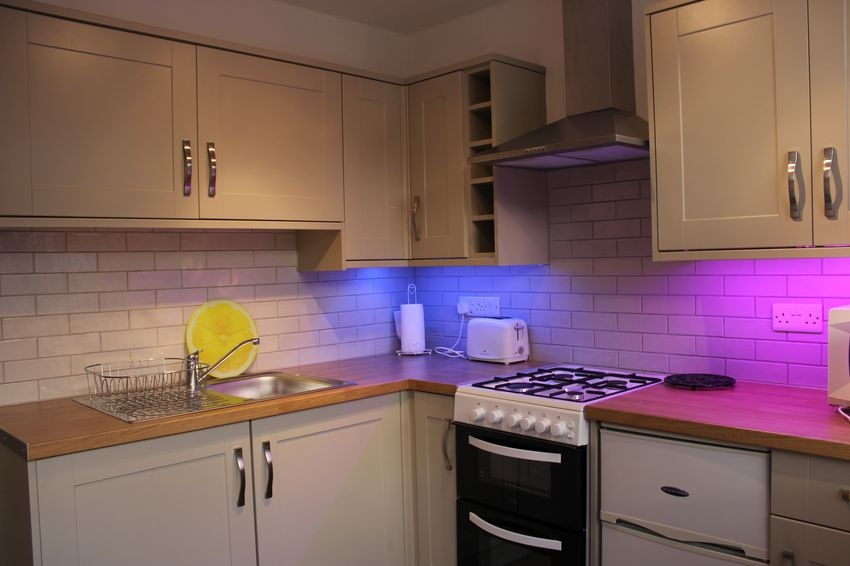 Modern kitchen with mood lighting